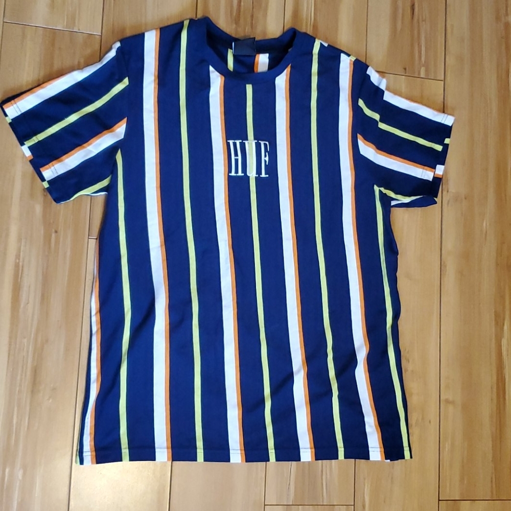 HUF Navy Multicolored Striped T-shirt Size XL